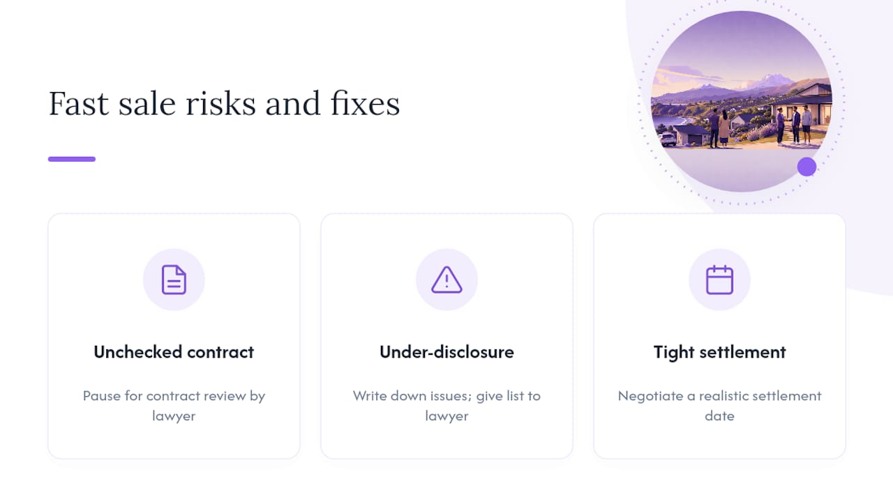What risks come with a fast cash sale, and how do you manage them? — overview diagram