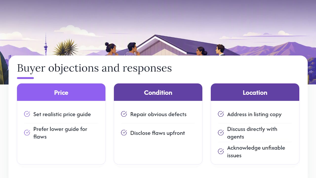 Buyer objections matched with seller responses