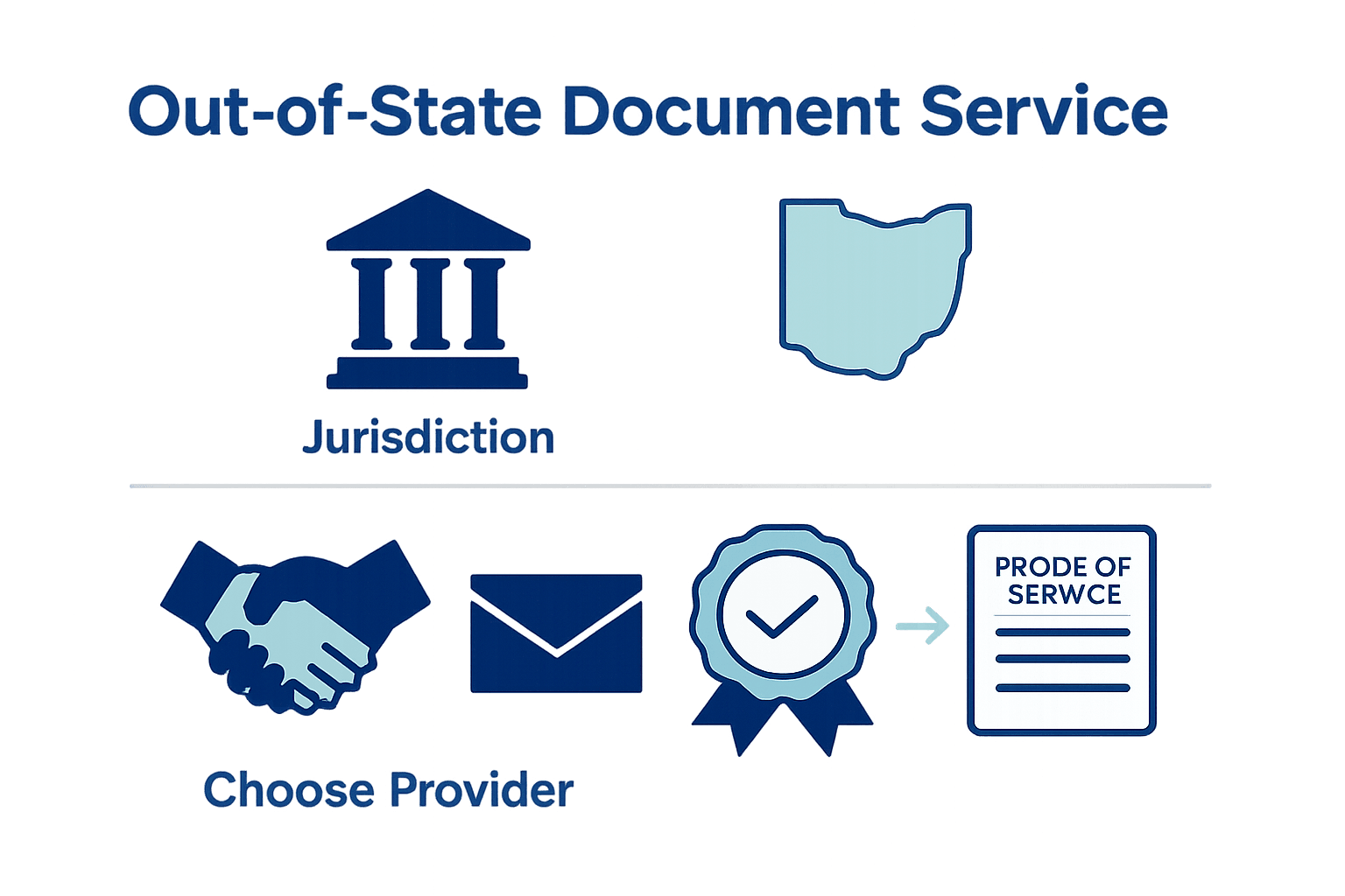 Infographic showing steps to serve documents in another state