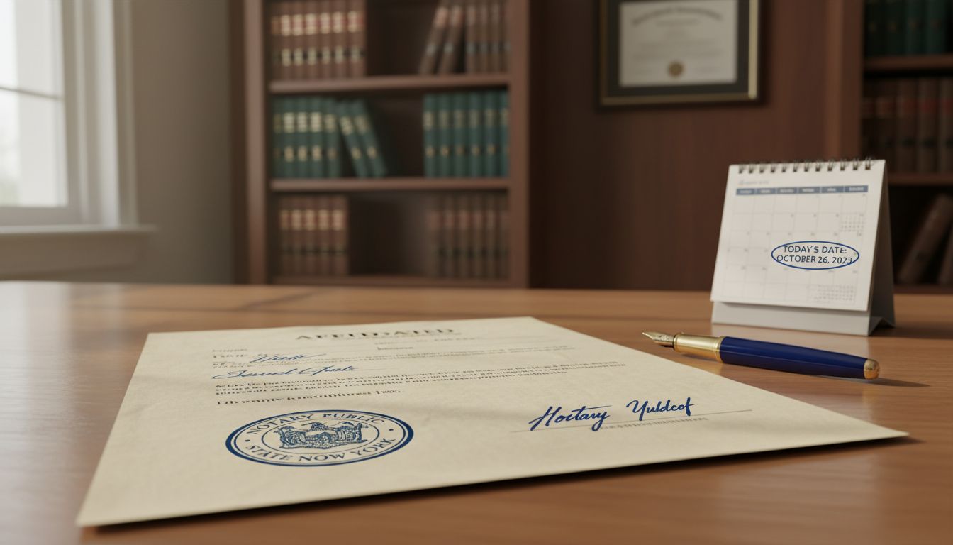 Legal affidavit with highlighted key elements