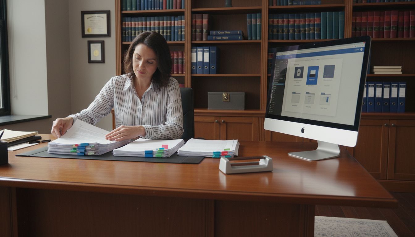 Legal document professional organizing files