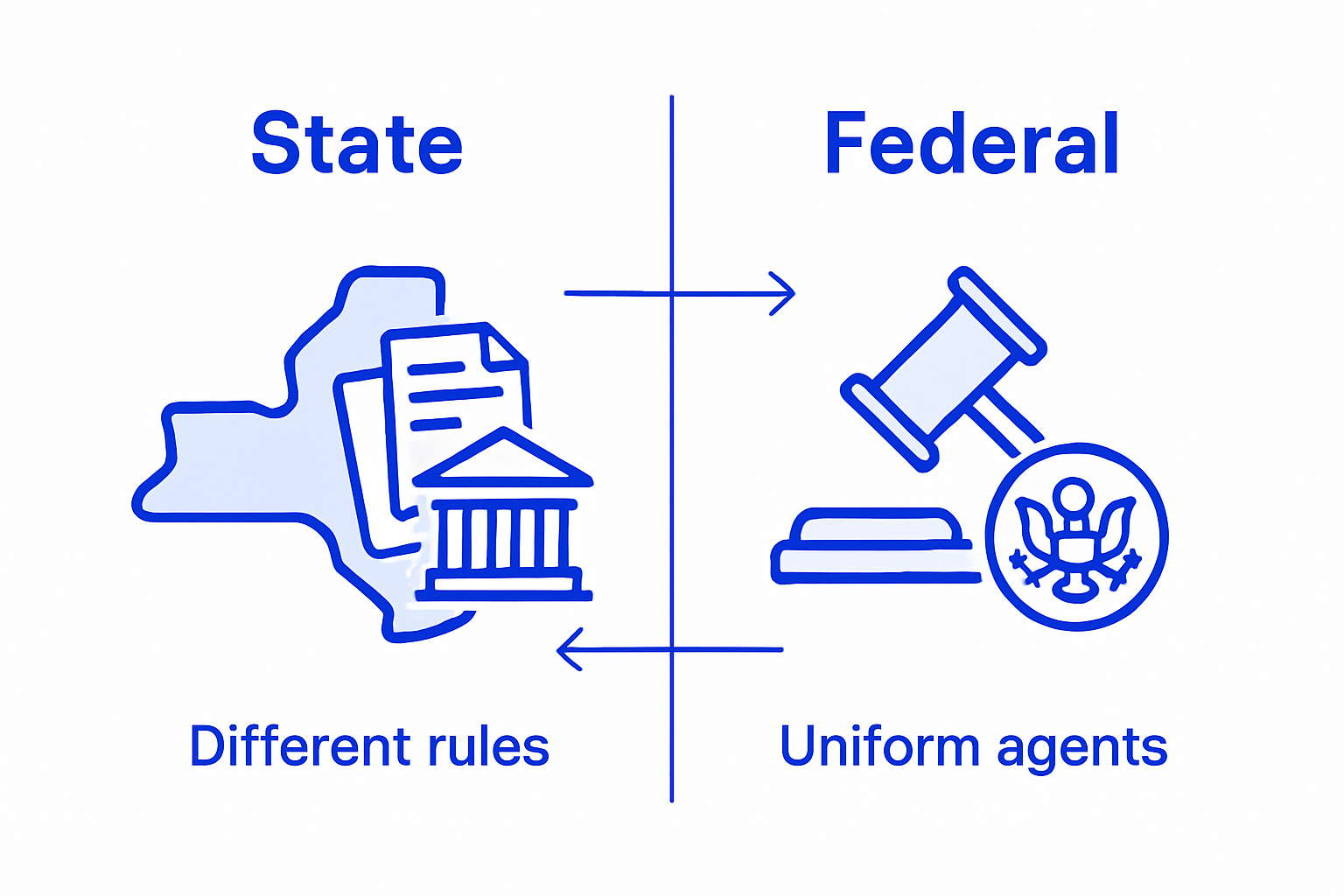 Infographic comparing state and federal process serving