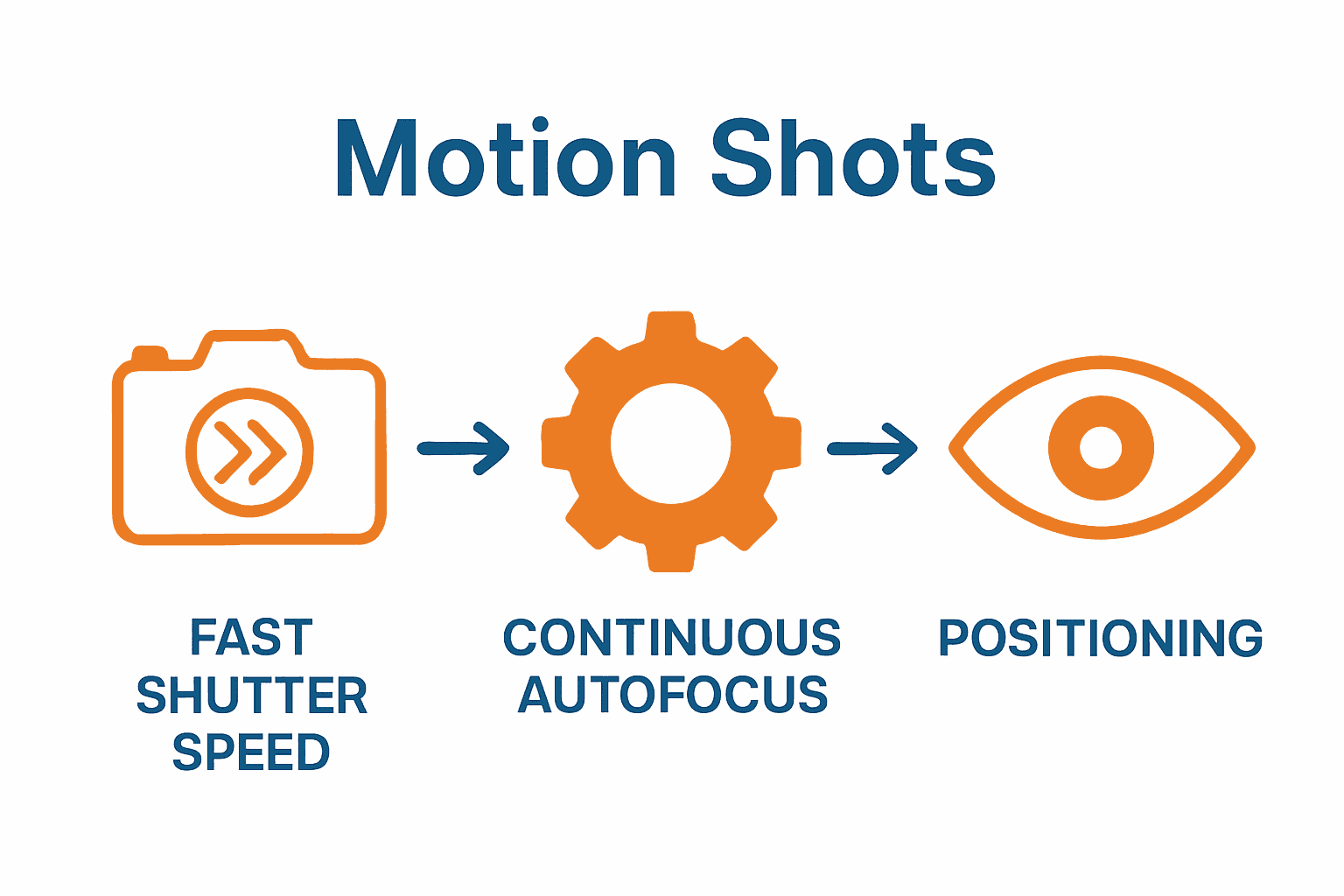 Infographic showing camera settings, autofocus, positioning steps.