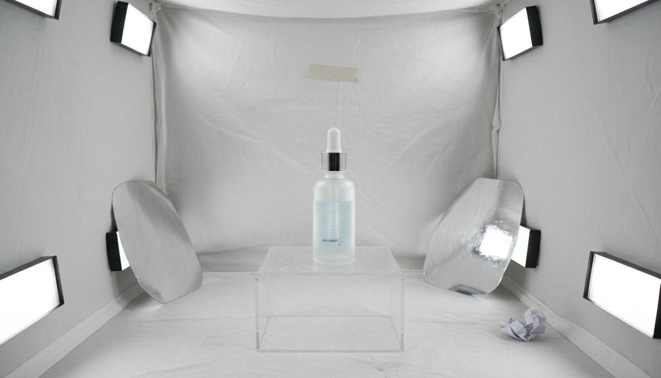 Bottle in high key product booth