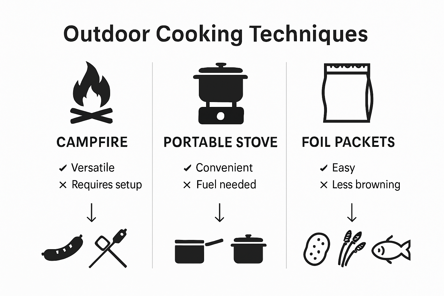Infographic compares outdoor cooking techniques