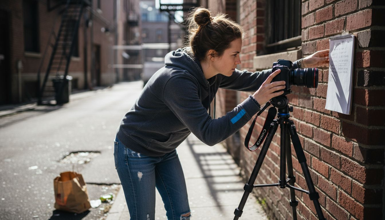 Photographer using tripod for HDR exposures