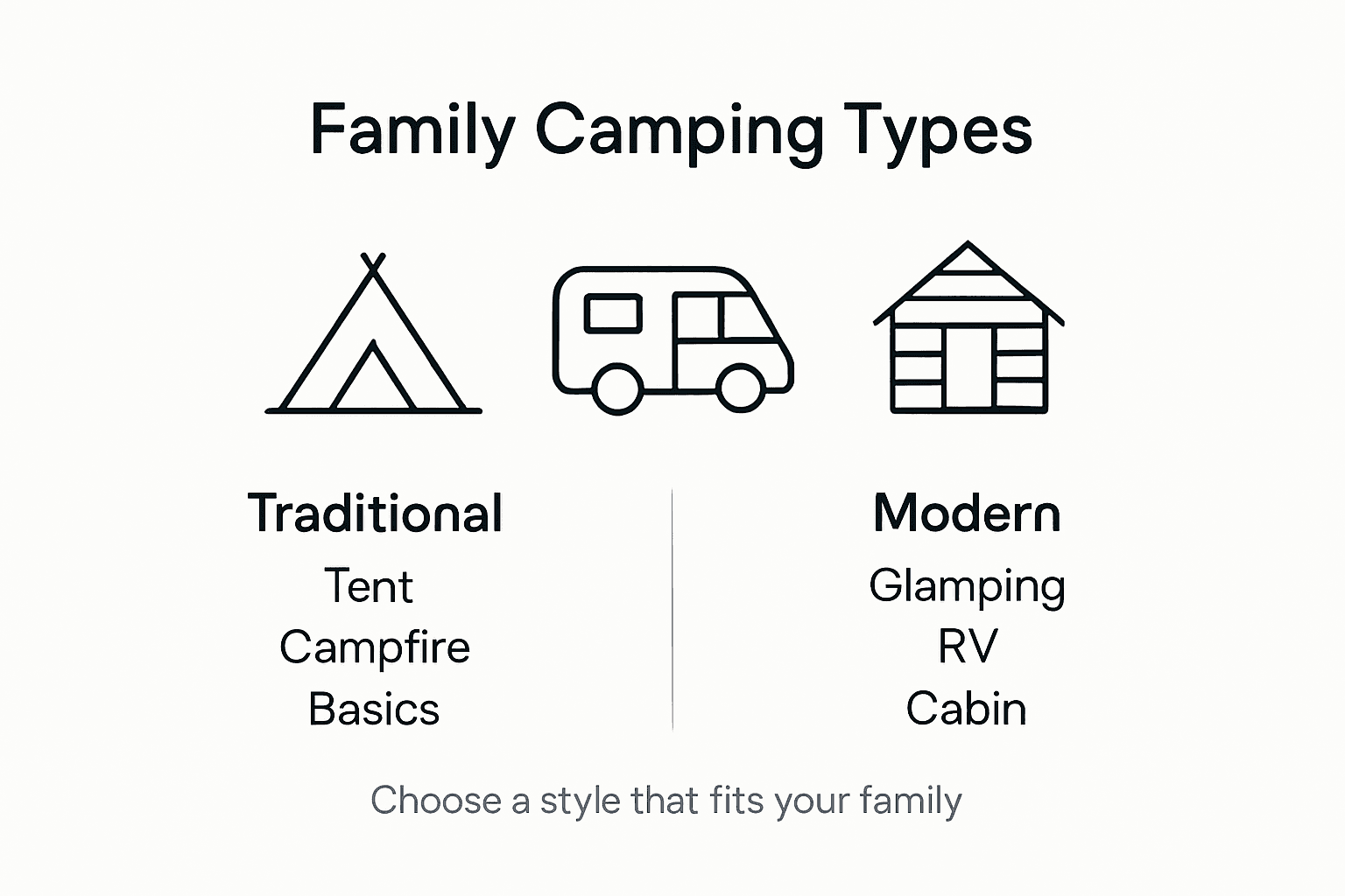 Infographic about types of family camping