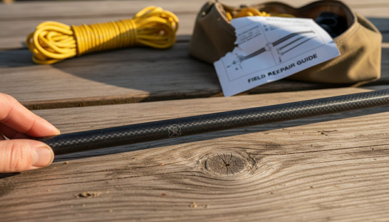 Close-up of carbon fiber tent pole detail
