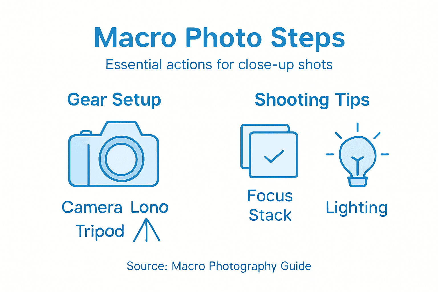 Macro photography steps clean infographic