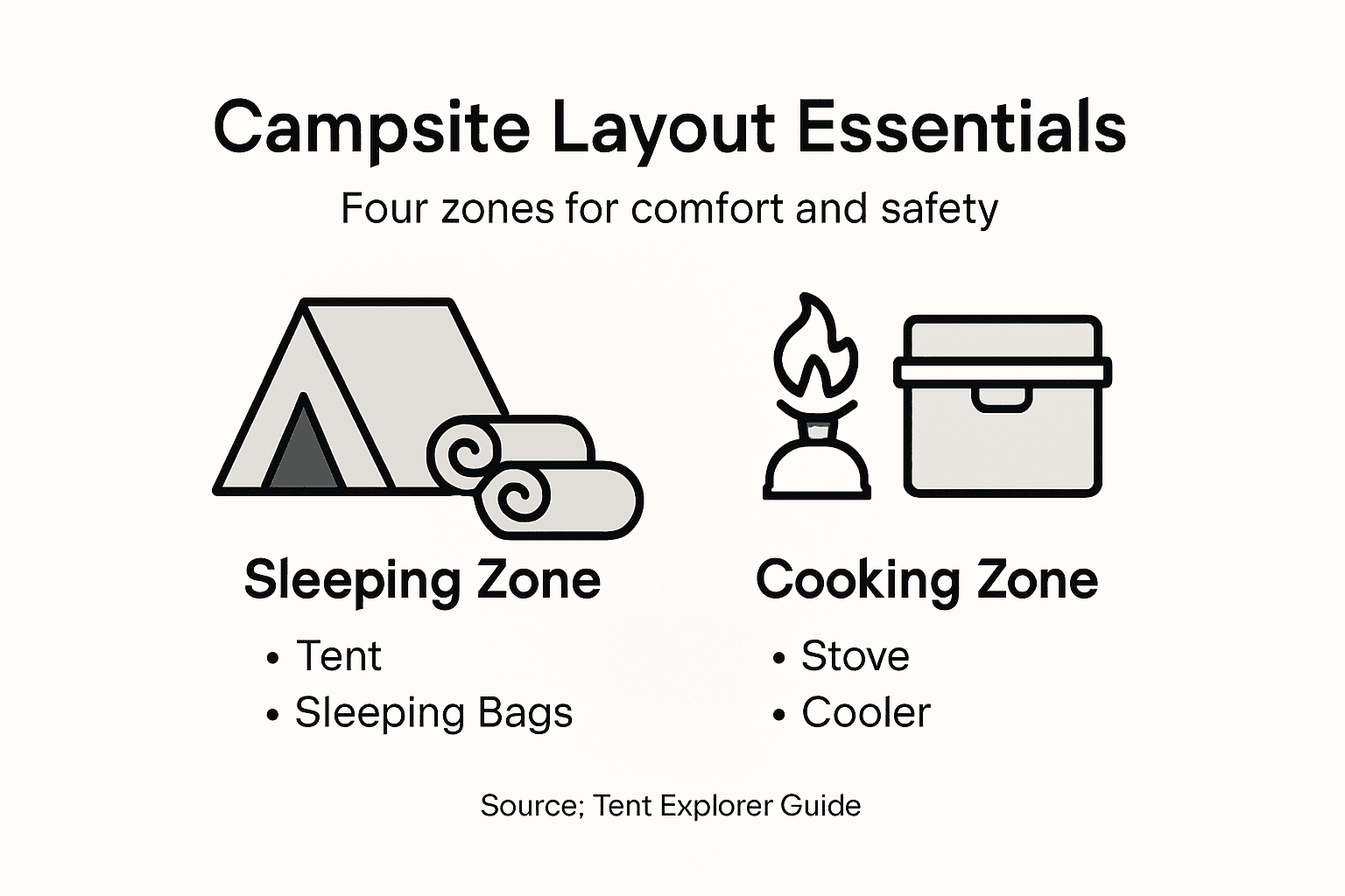Infographic showing campsite zones and functions
