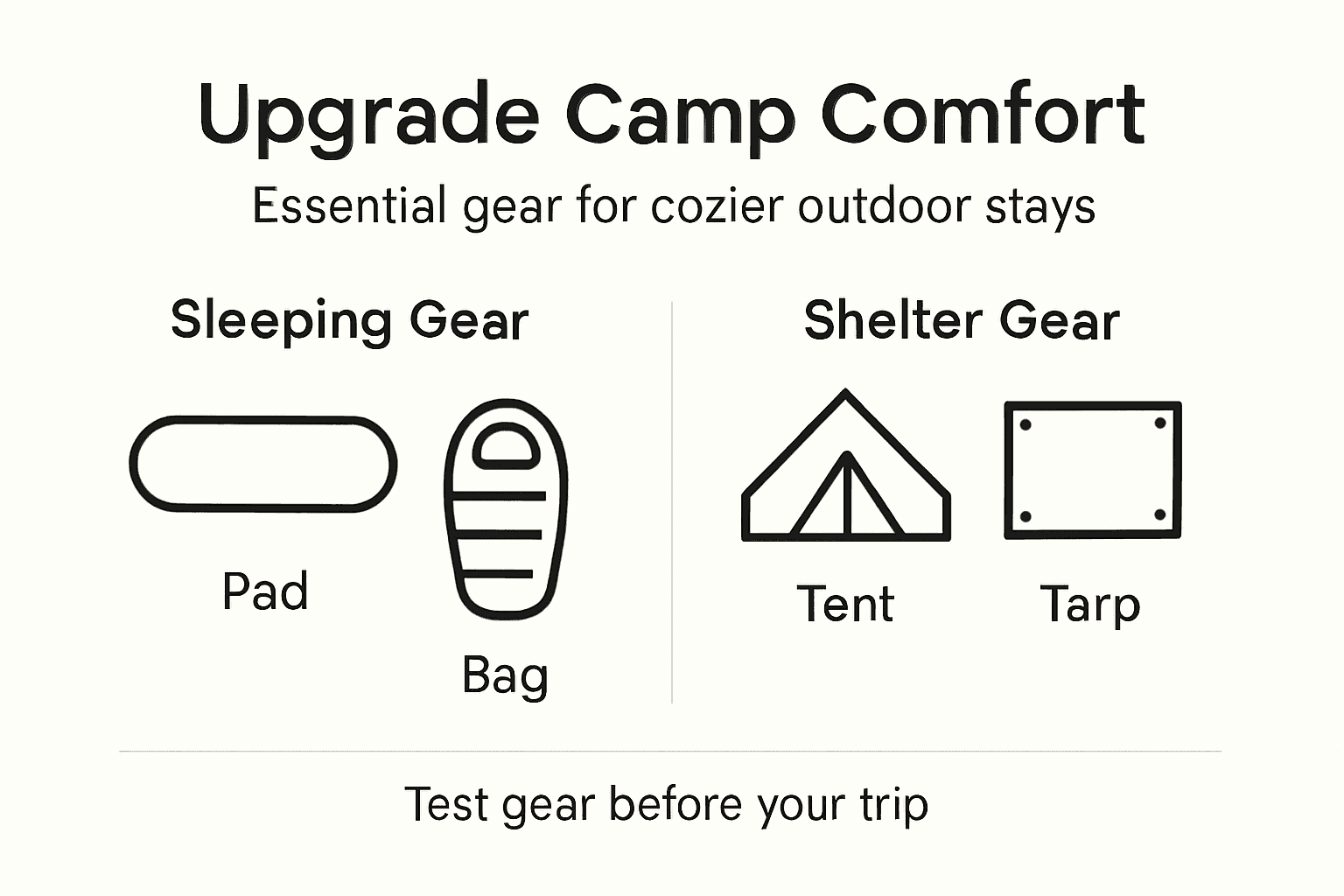 Infographic camp comfort essentials overview