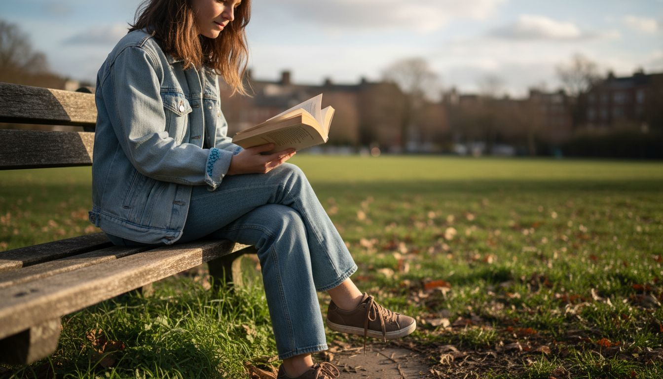 Subject placed using rule of thirds on bench