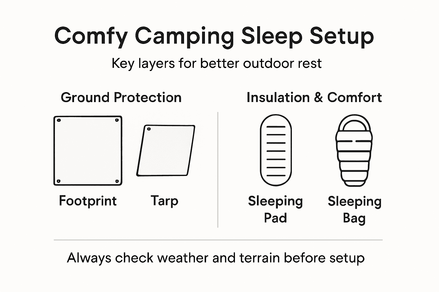 Infographic with camp sleep surface setup steps