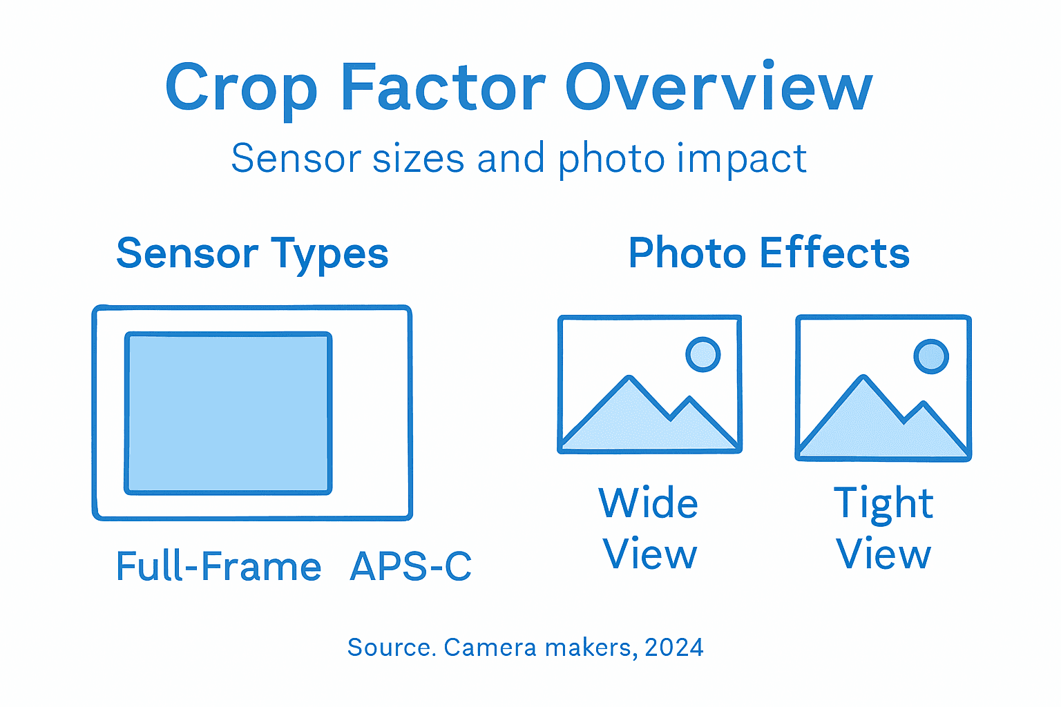 Infographic comparing crop factor and sensor size