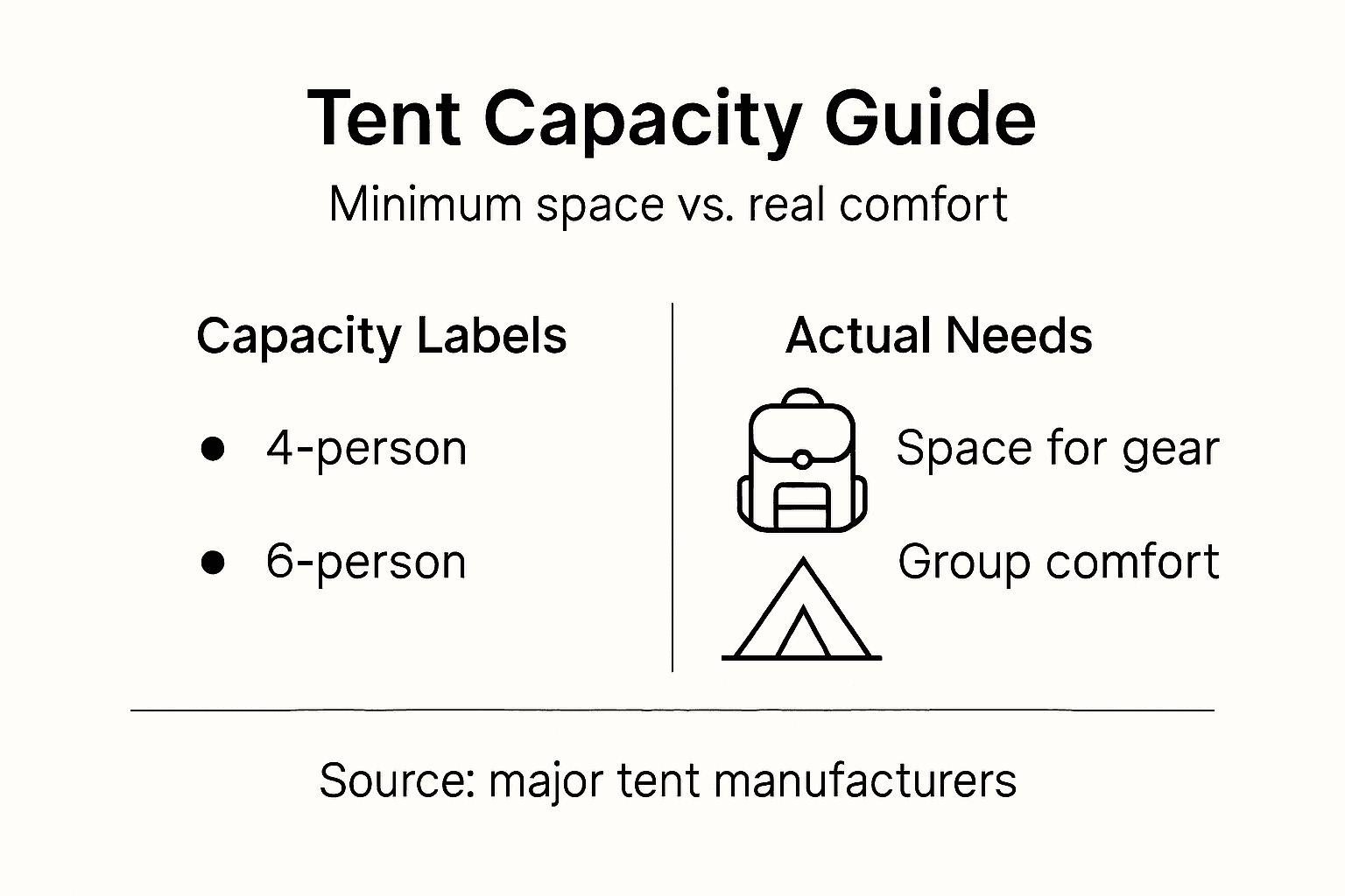 Infographic about tent capacity methods and comfort