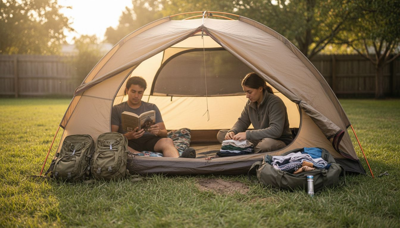 Spacious tent setup with two campers