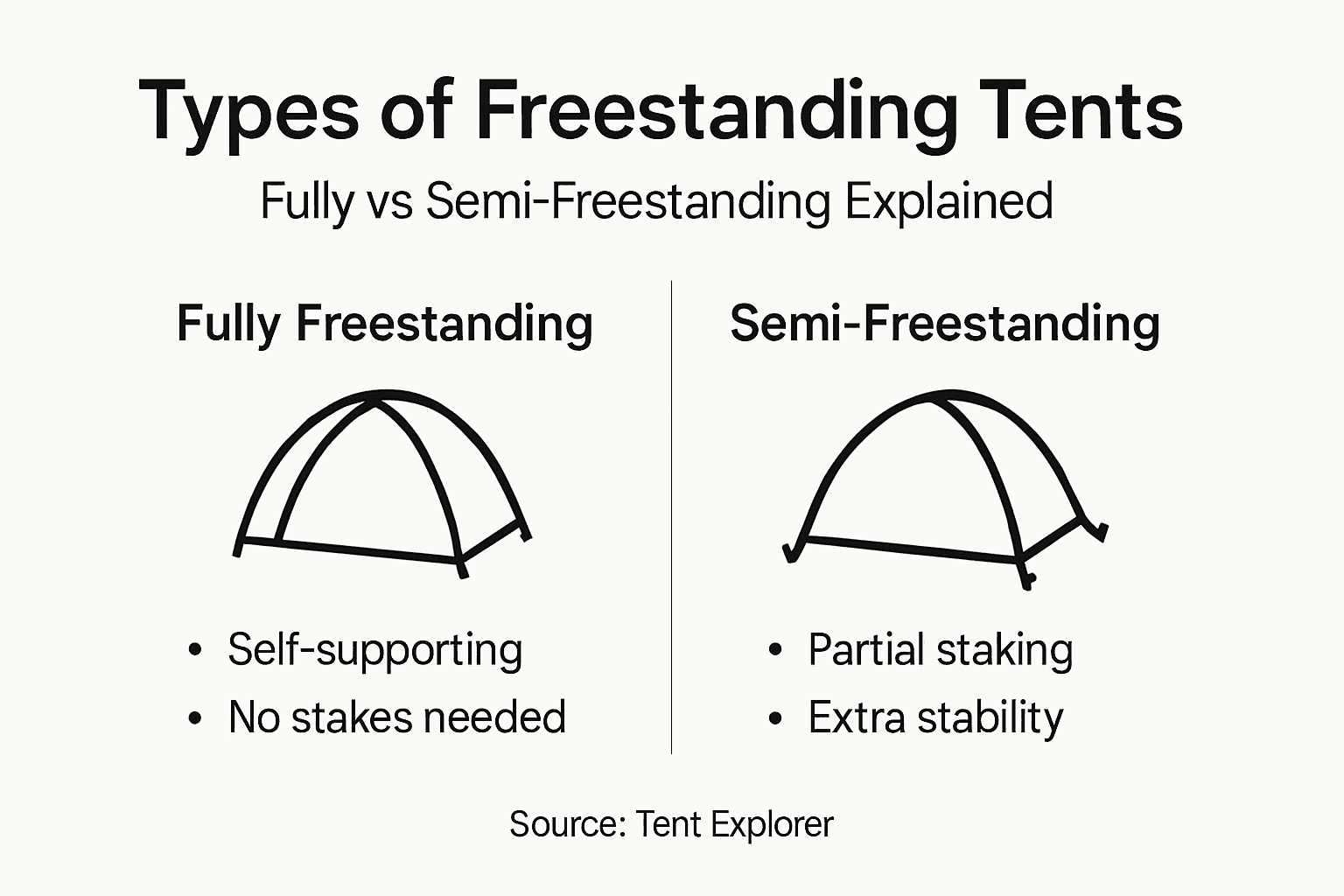 Infographic comparing types of freestanding tents