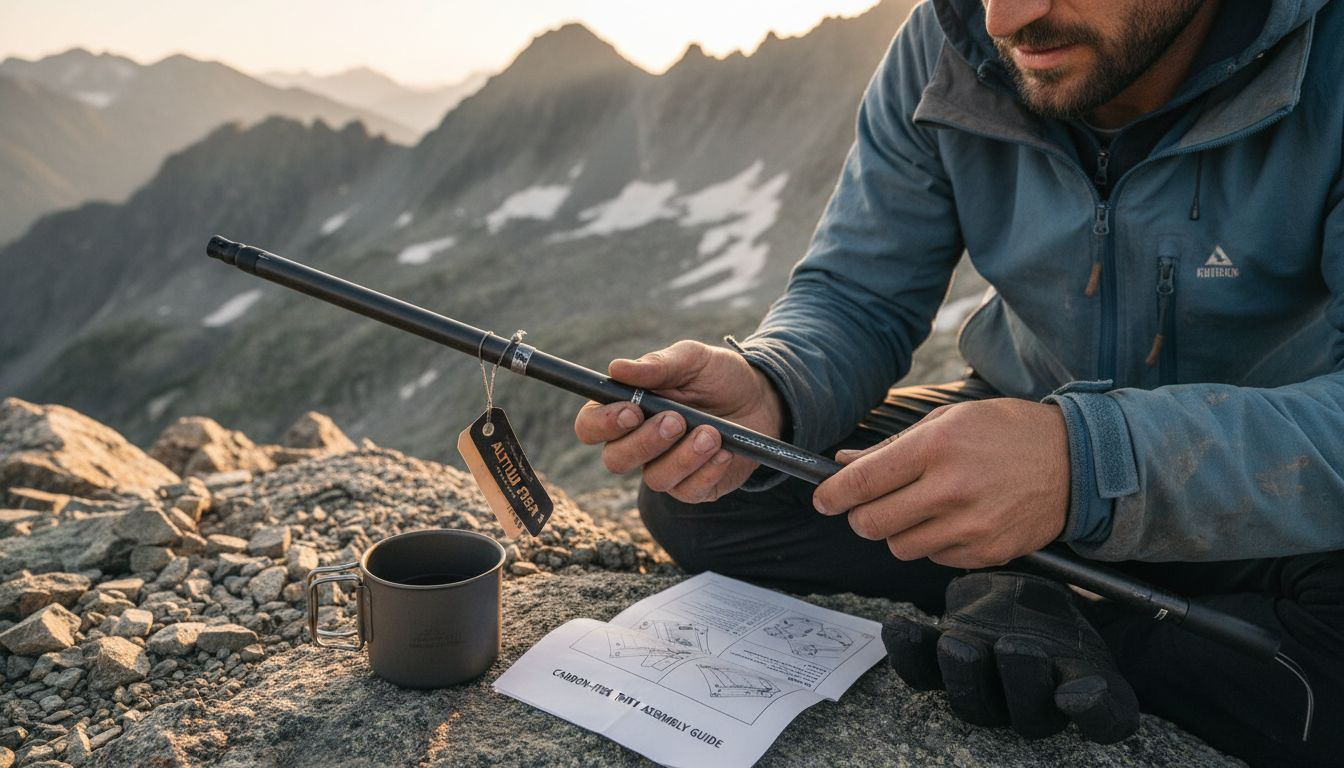 Mountaineer using carbon fiber tent pole