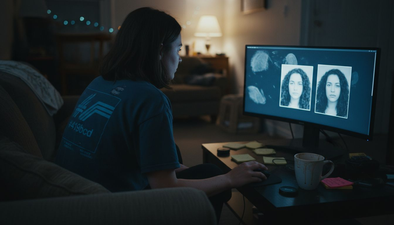 Comparing noisy and clear image on monitor