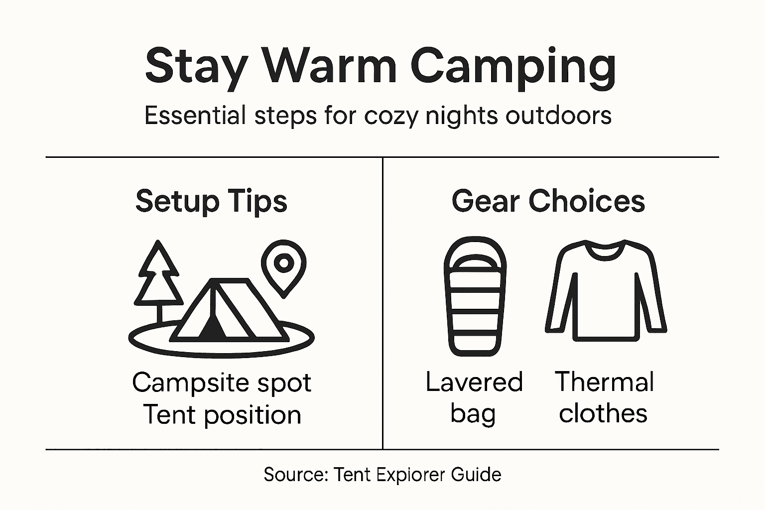 Infographic essential steps for warm camping
