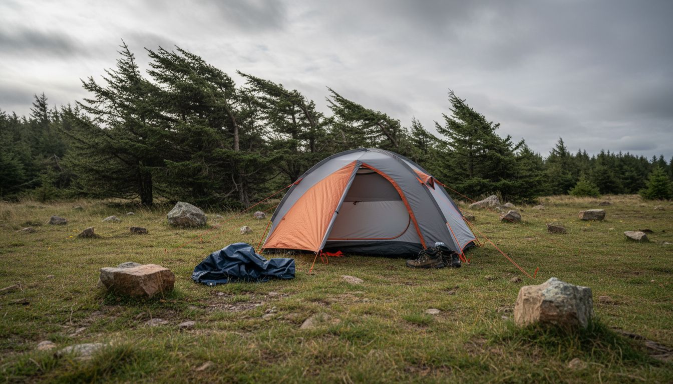 Dome tent standing firm in strong wind