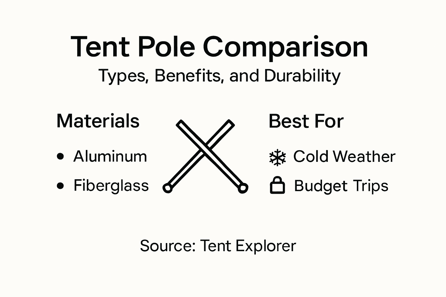 Infographic comparing types of tent pole materials