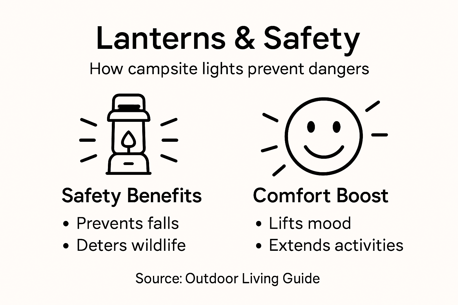 Infographic showing camping lantern safety benefits