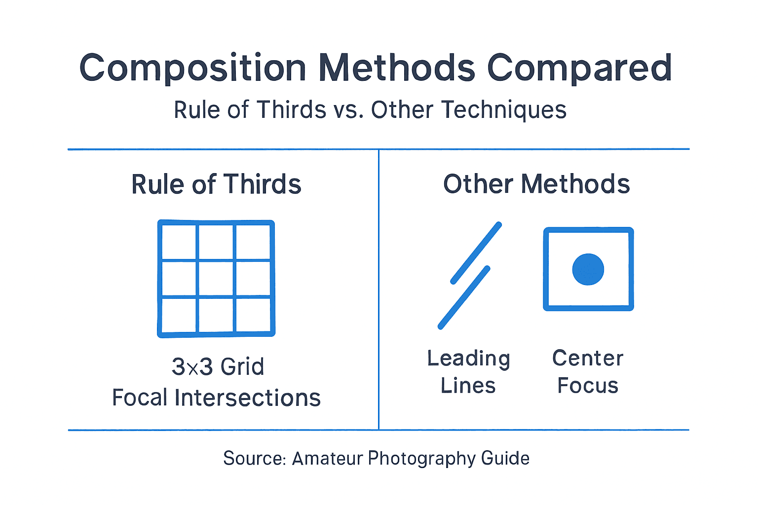Infographic comparing composition techniques in photography