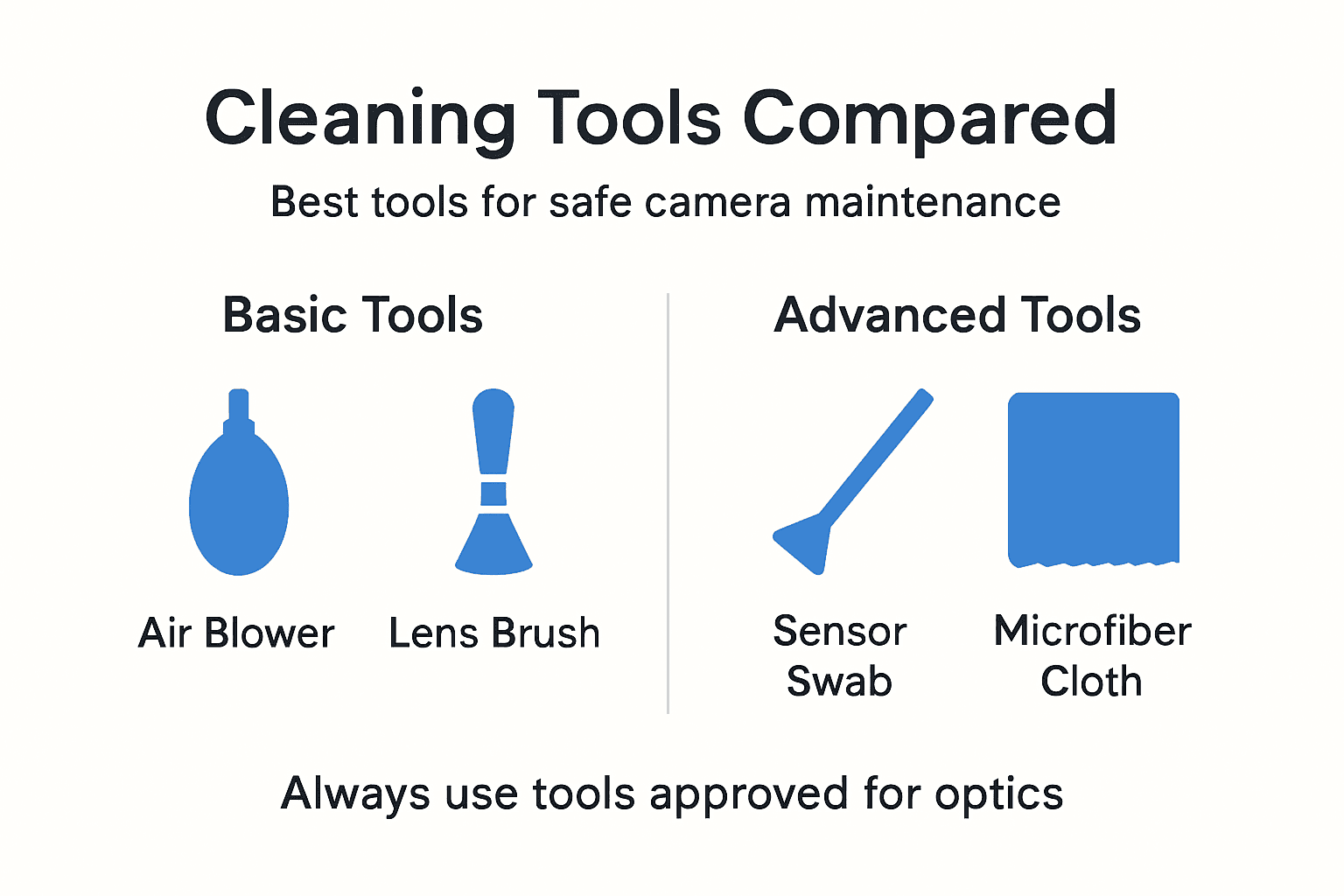 Infographic comparing camera cleaning tools