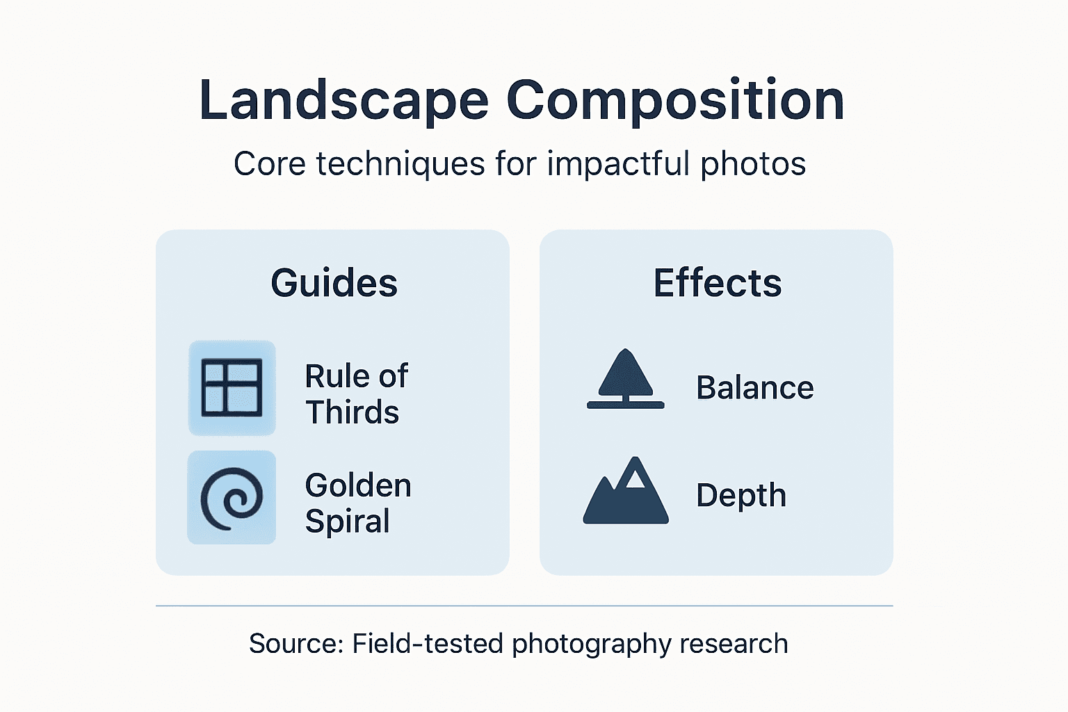 Infographic showing landscape photo composition techniques