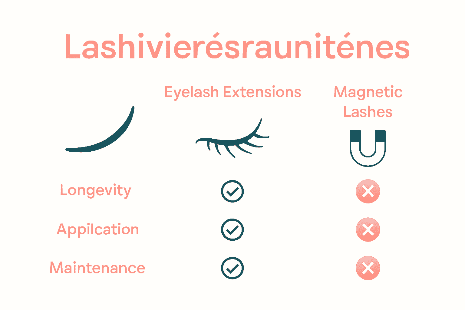 Infographic comparing extensions, lifts, magnetic lashes