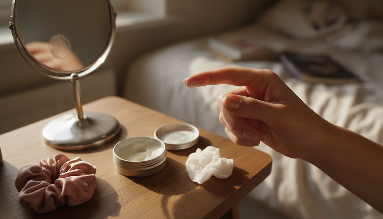 Close-up applying brow care after lamination