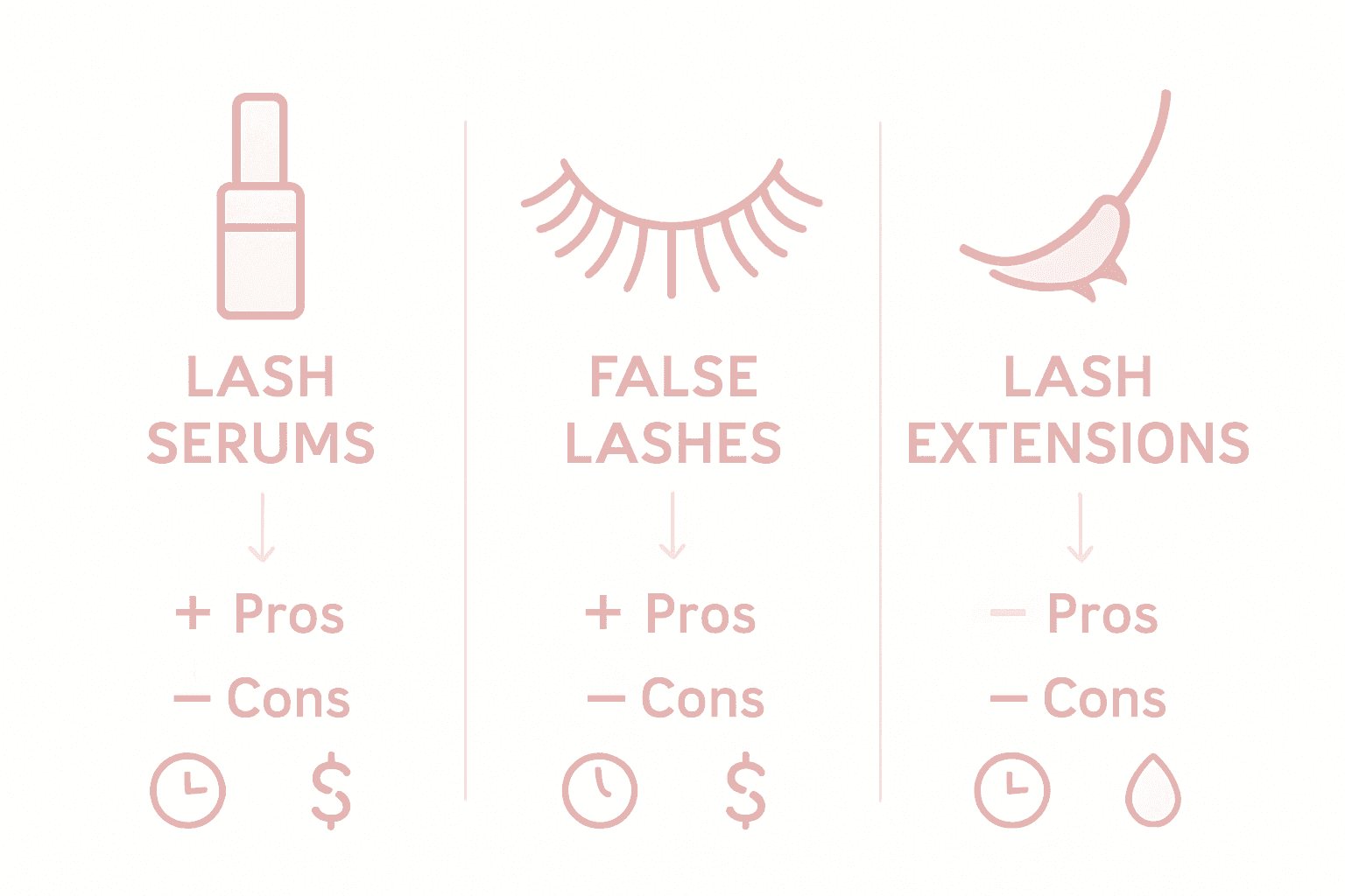 Infographic comparing lash serum and false lashes