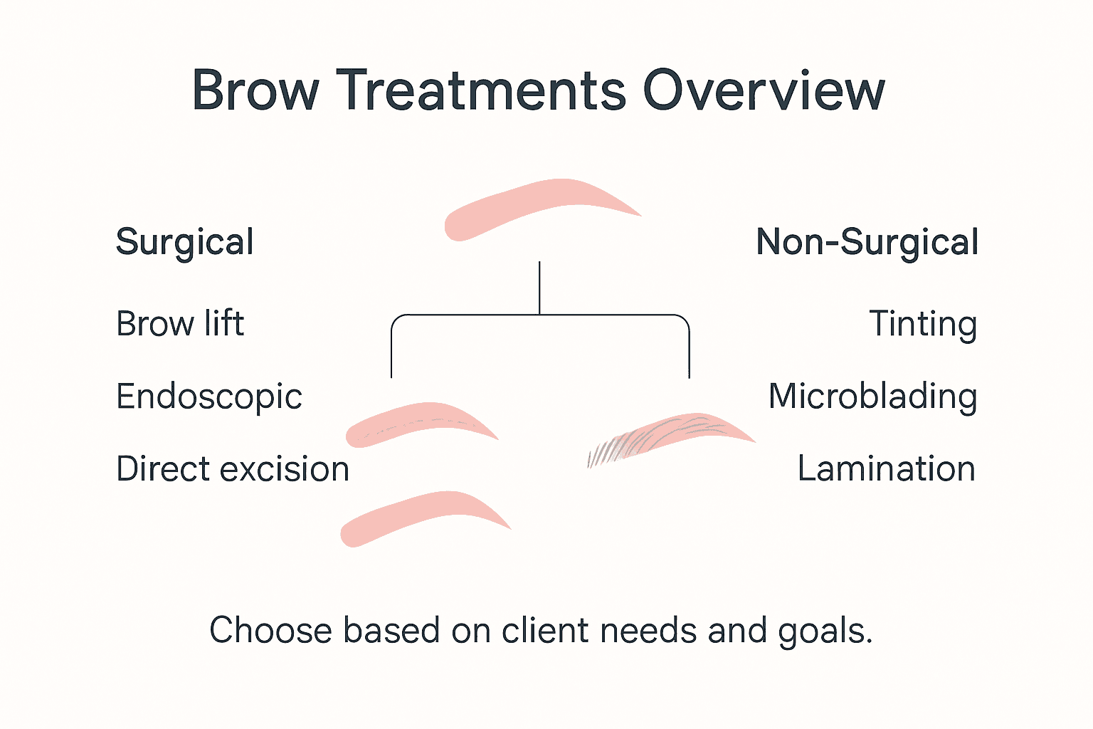 Infographic showing brow treatment types