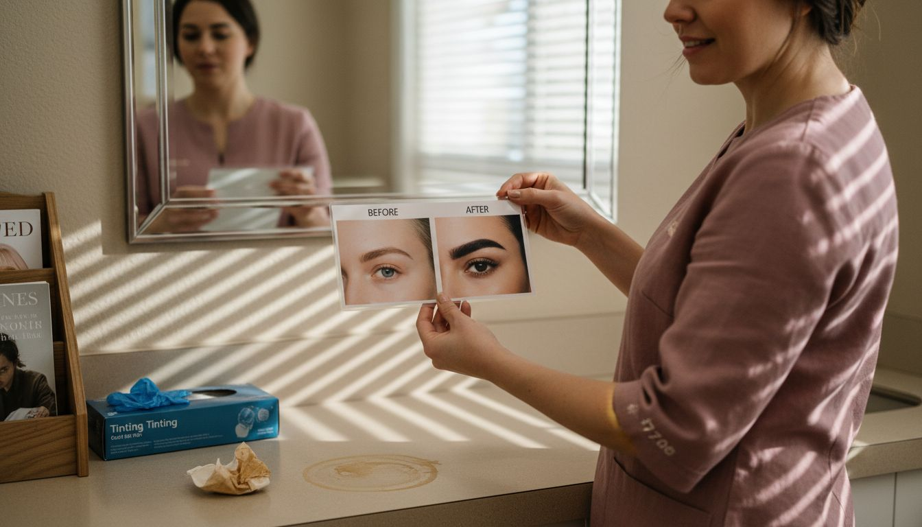 Side-by-side brow tint results comparison