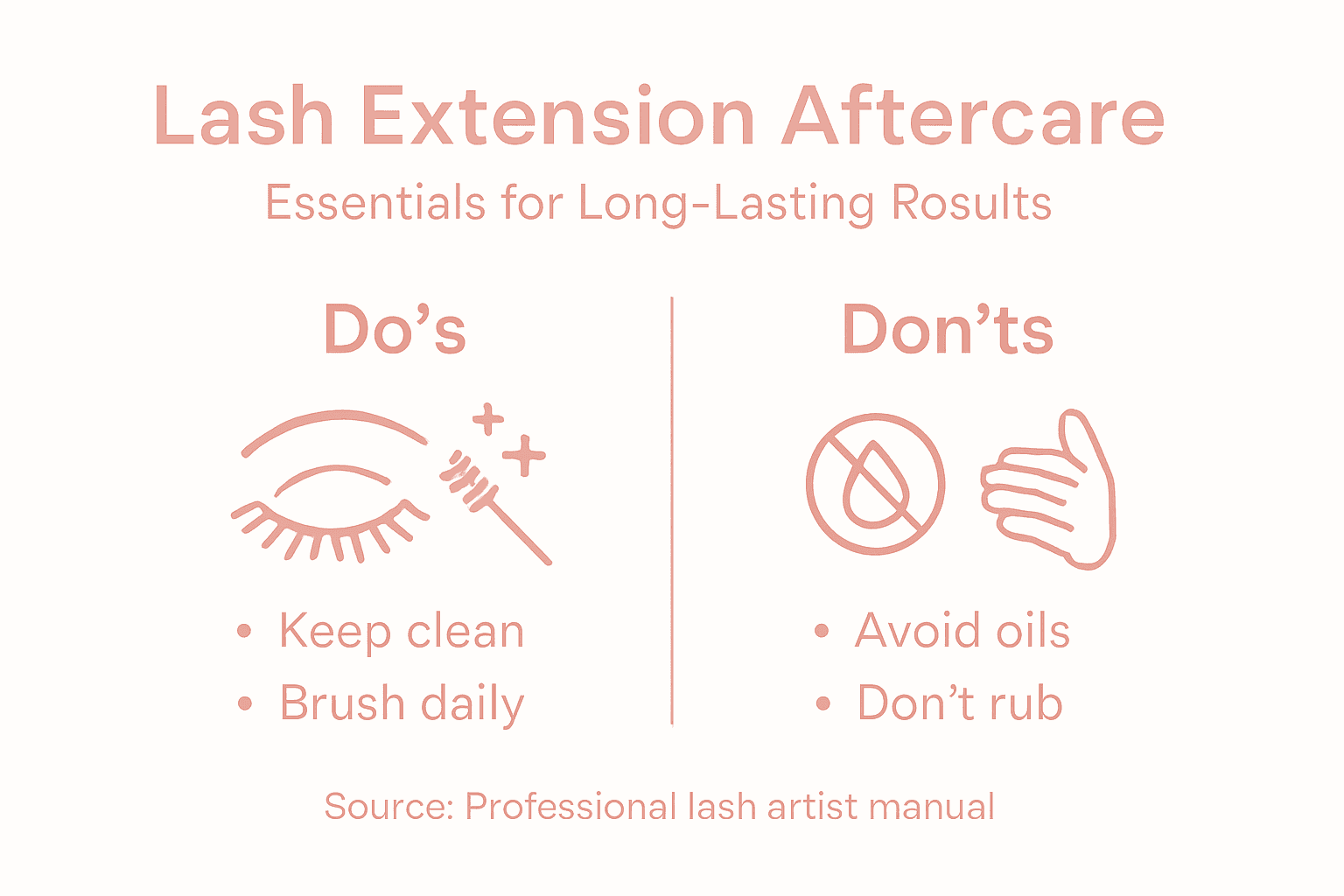 Infographic on lash extension aftercare tips