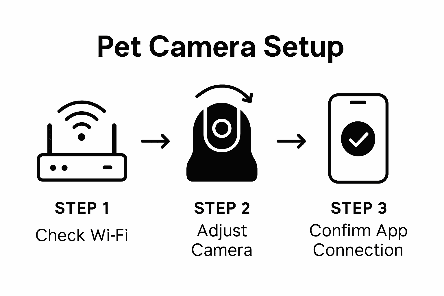 Infographic pet camera troubleshooting process