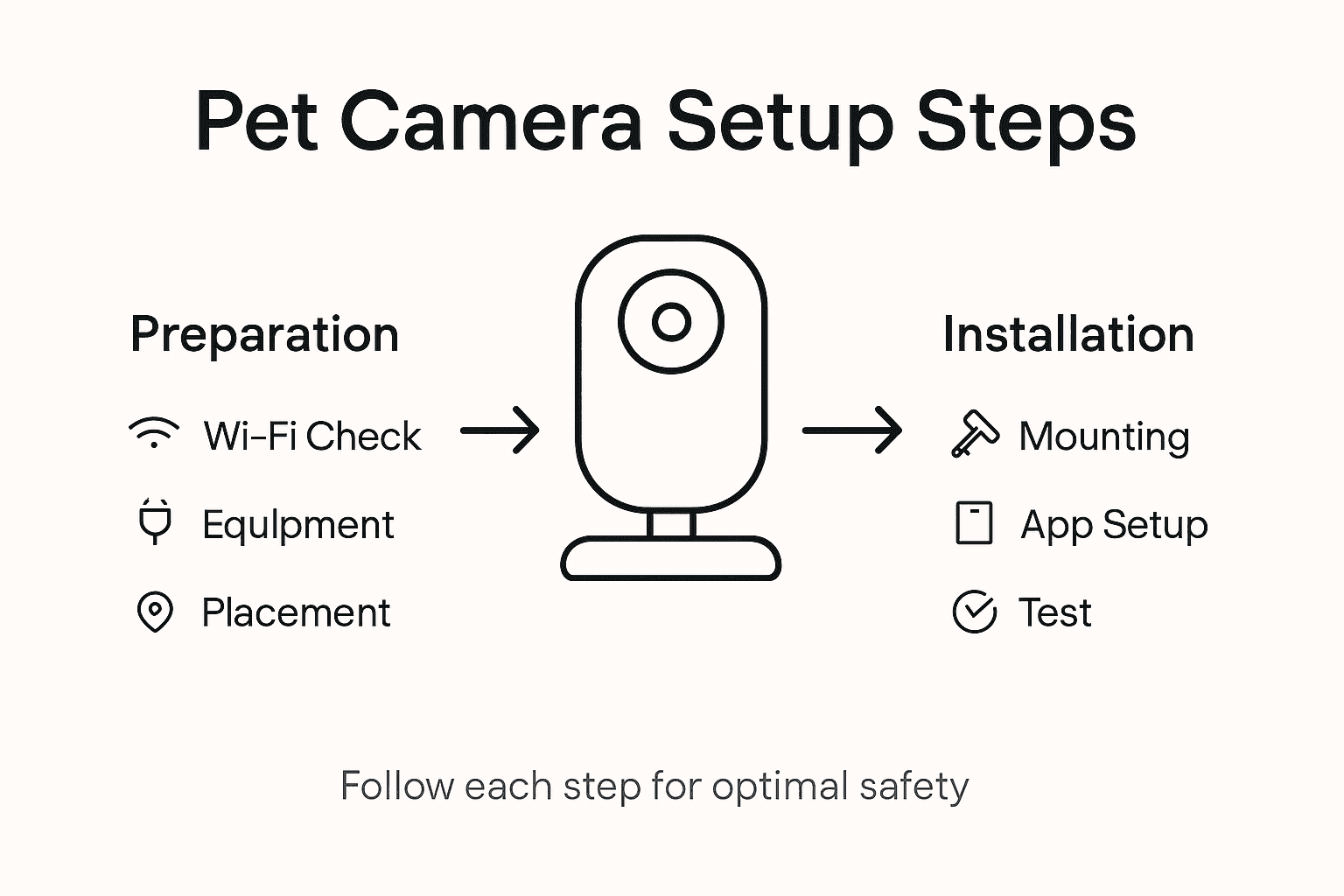 Infographic outlining pet camera setup process