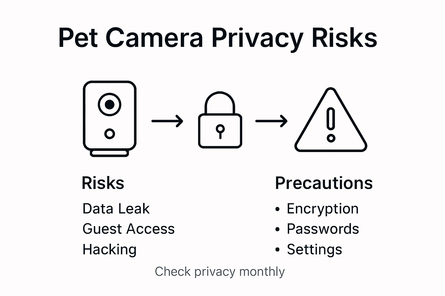 Infographic showing pet camera privacy tips