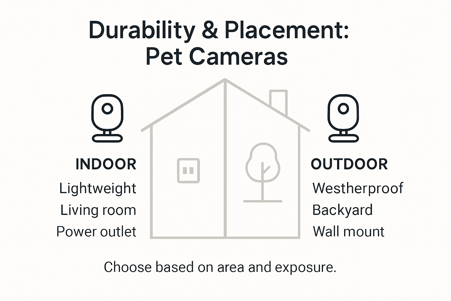 Infographic of pet camera durability and placement