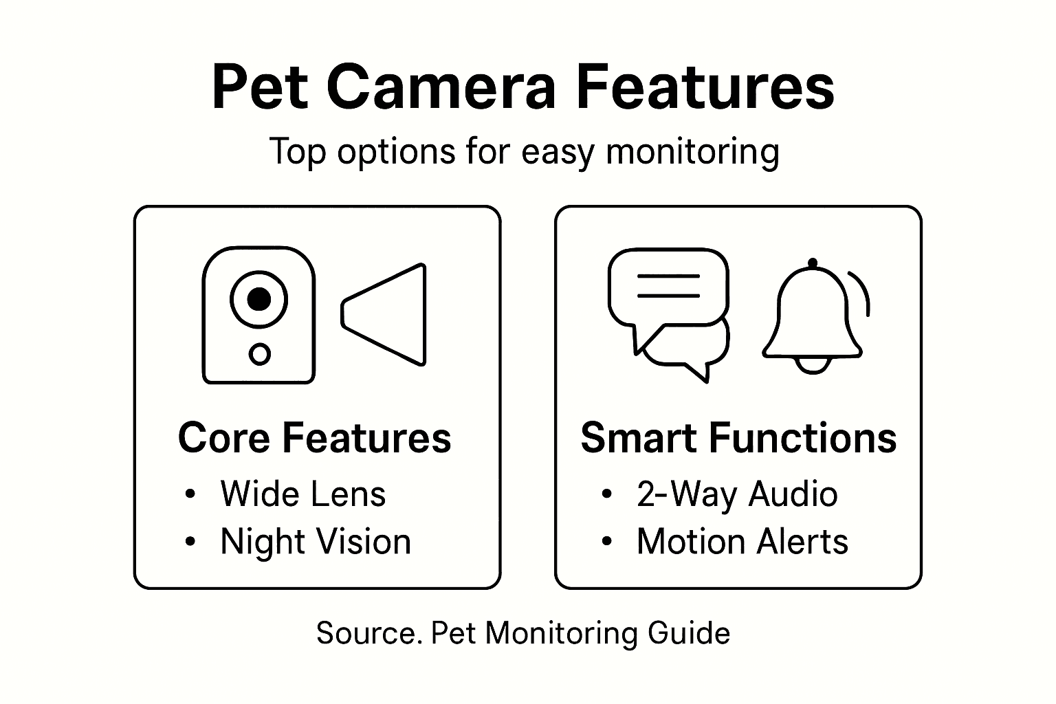 Infographic of key pet camera features