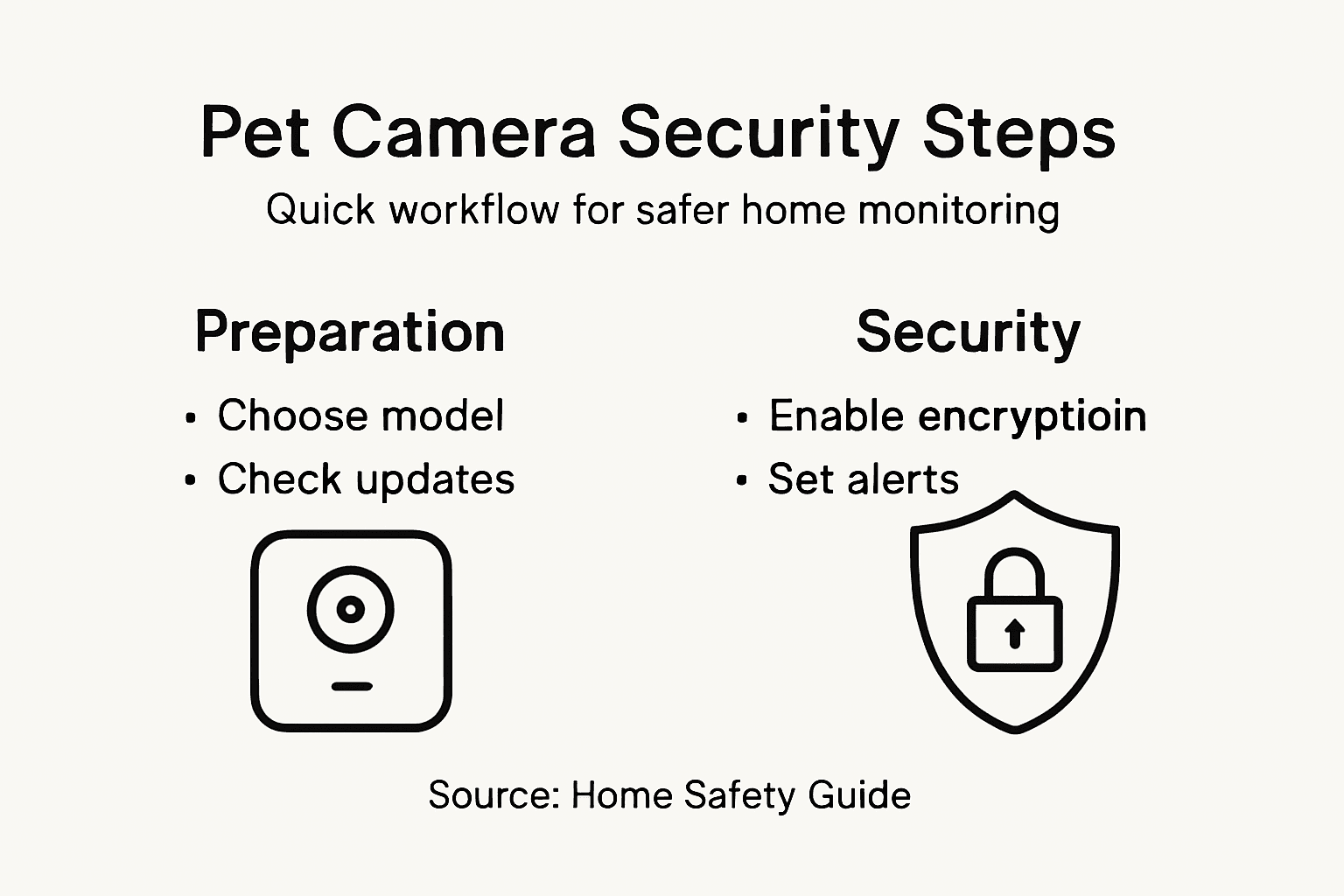 Infographic of secure pet camera setup steps