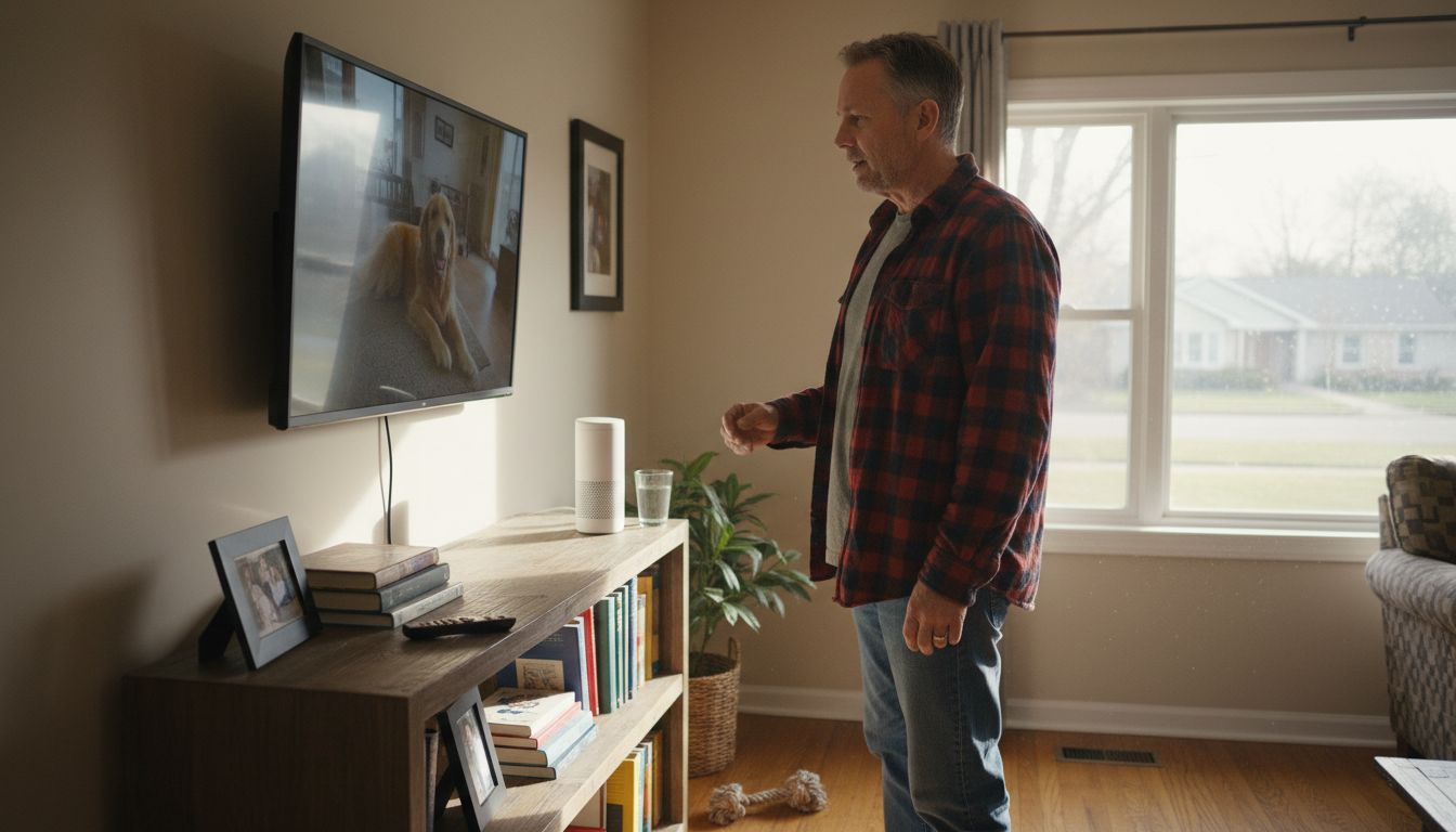 Smart speaker controls pet camera setup