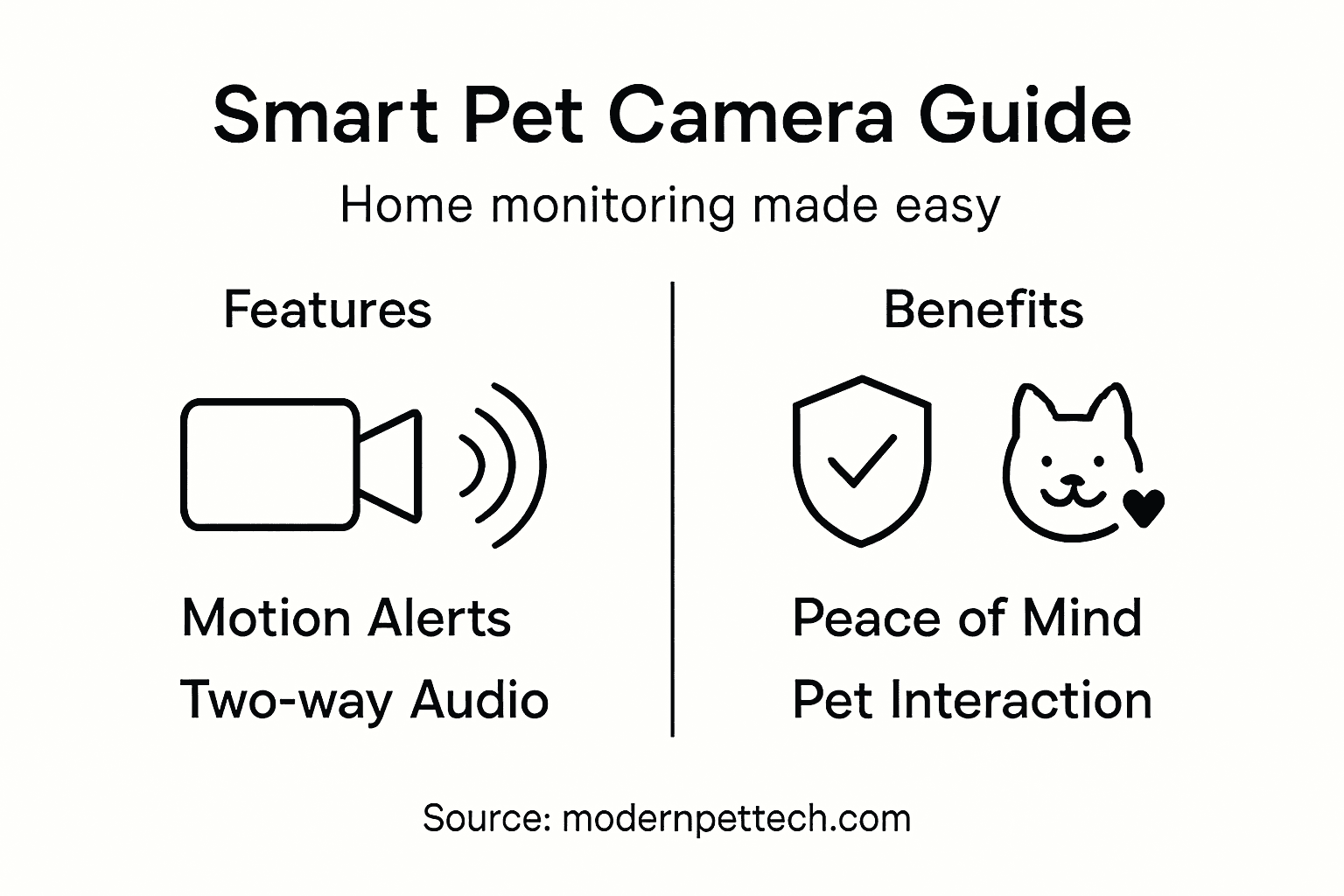 Infographic showing top pet camera features and benefits
