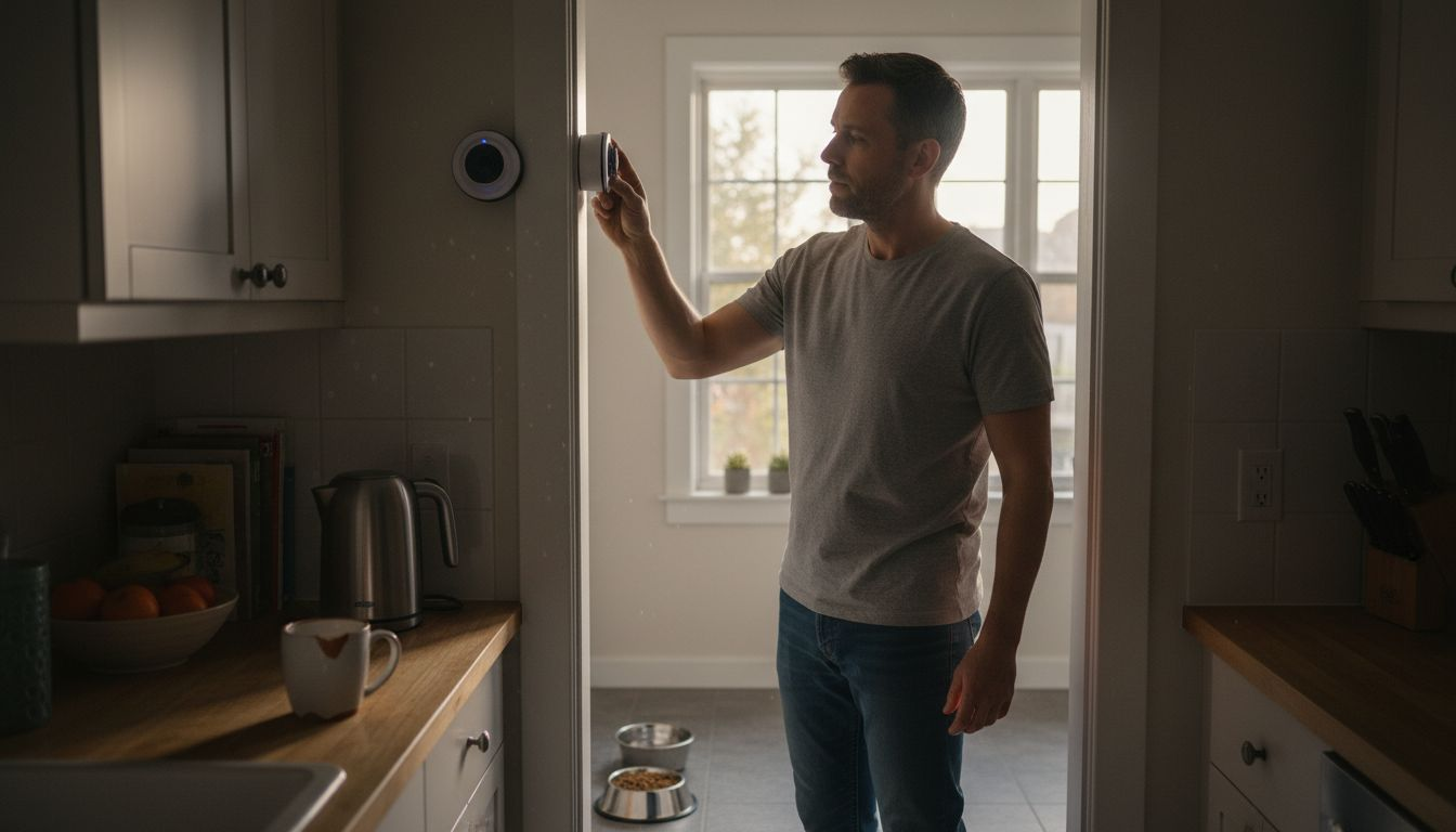 Man configures pet monitoring camera system