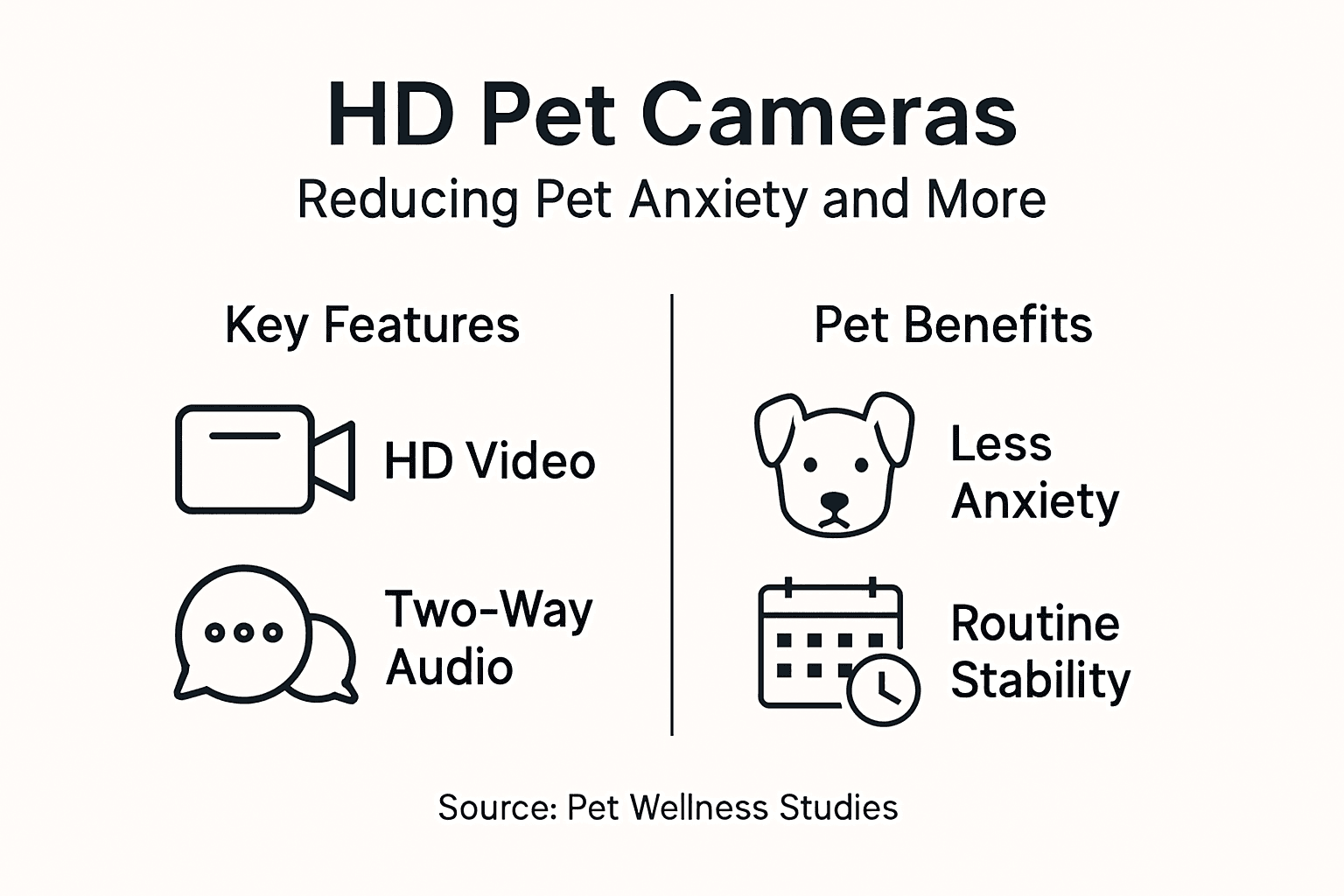 Infographic comparing HD pet camera features and benefits