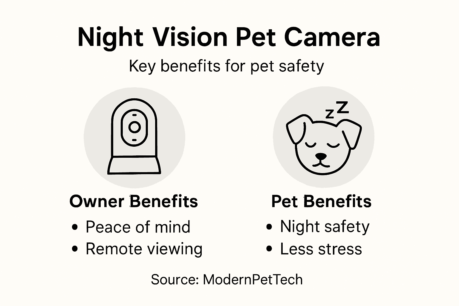 Infographic showing night vision pet camera safety benefits