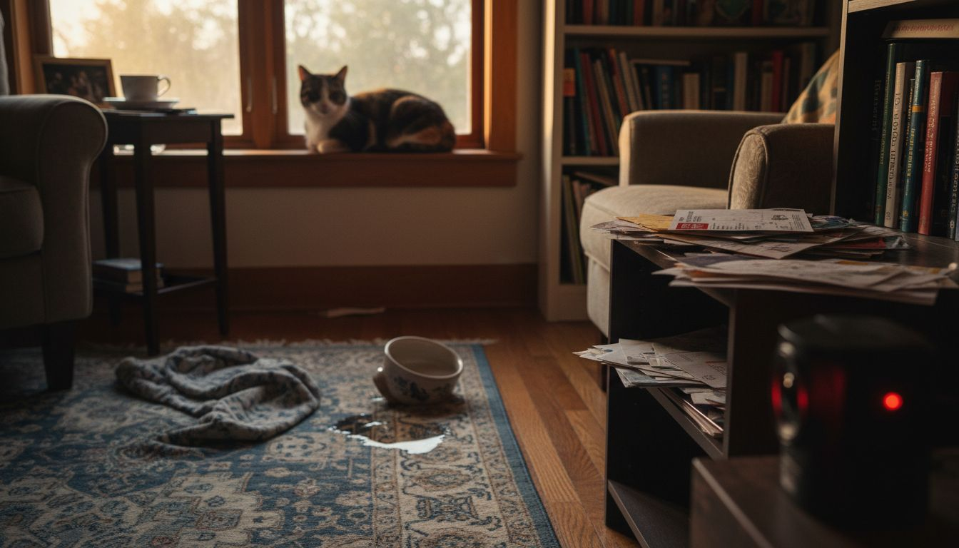 Cat near window monitored by indoor camera