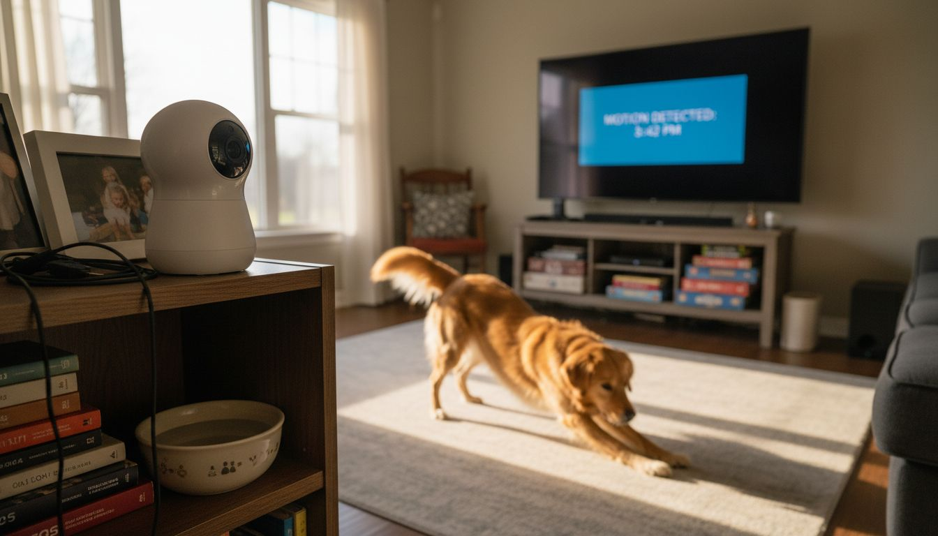 Pet camera with AI motion alert in home