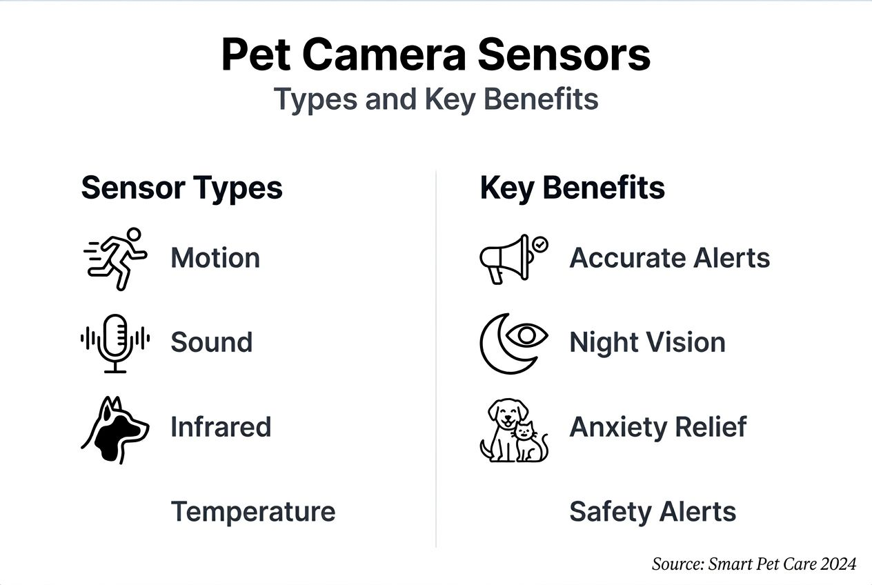 Infographic summarizing pet camera sensor types and benefits